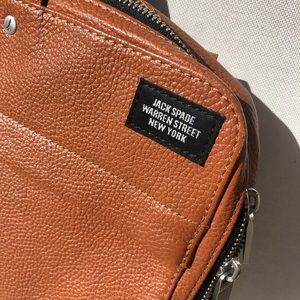 Jack Spade tan leather briefcase and laptop case